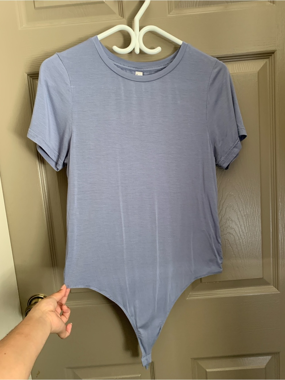 American Apparel Blue Periwinkle Short Sleeve Snap Bodysuit Soft M Y2K Minimal